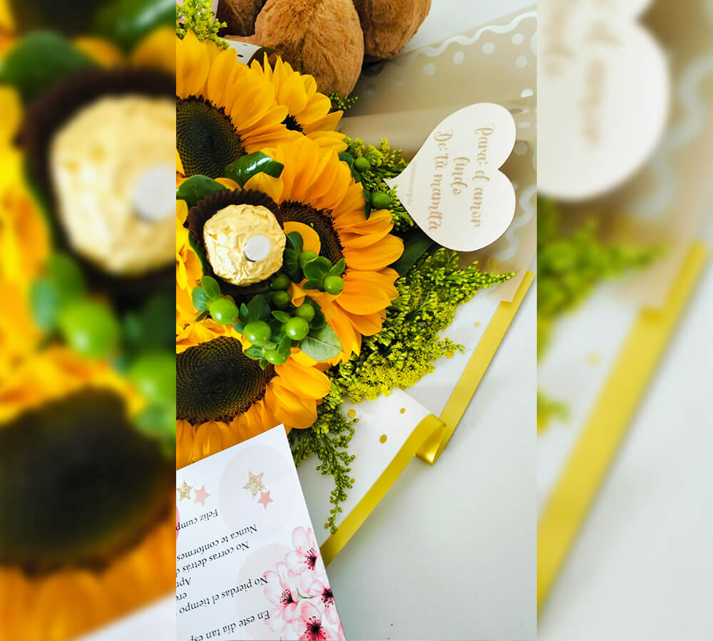 Bouquet girasoles con osito - Image 3