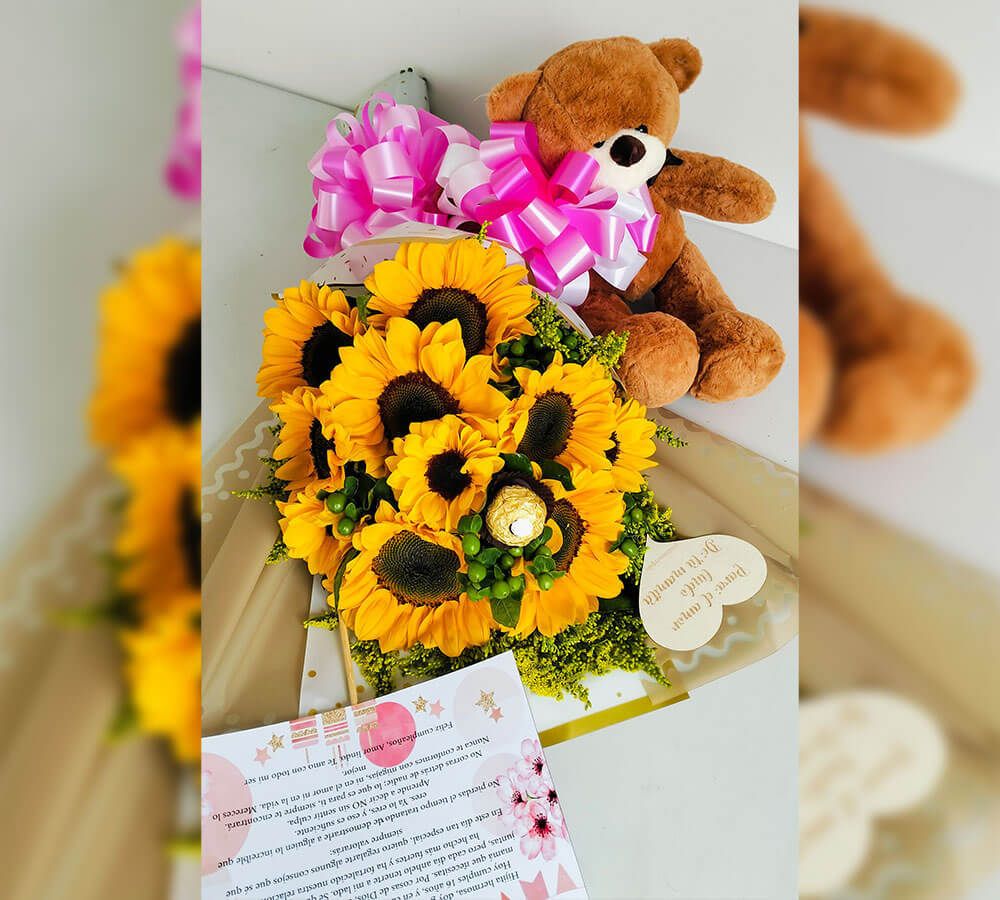 Bouquet girasoles con osito - Image 2